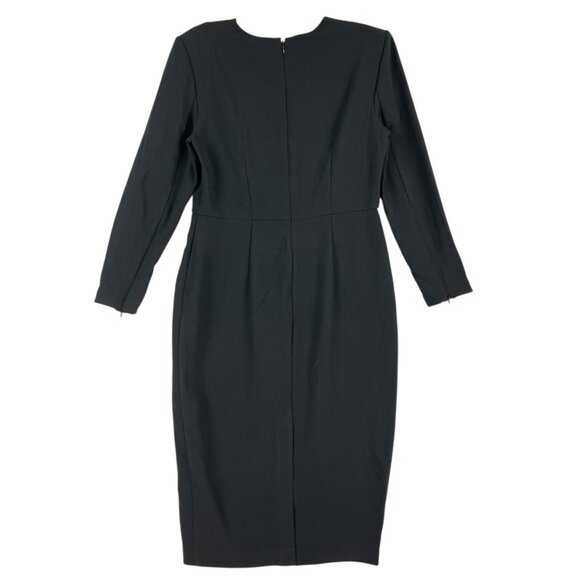 Sergio Hudson Women's Black Long Sleeve Zip Back Midi Sheath Dress Sz Large NWT - Picture 14 of 14